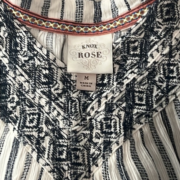 Knox Rose Navy/Cream Striped & Embroidered Boho Top - Picture 3 of 4